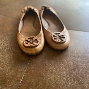 Tory Burch Brown Logo Flats